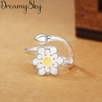 Personality Exaggeration 925 Sterling Silver Big Flower Rings For Women Bijoux Adjustable Open Ring S925 joyas de plata Anillos